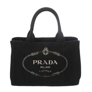 PRADA Canapa Black Canvas Handbag